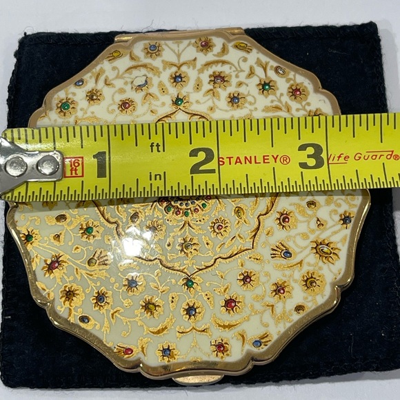 Vintage Stratton England Gold Enamel Face Powder Compact with Mirror - Picture 6 of 14